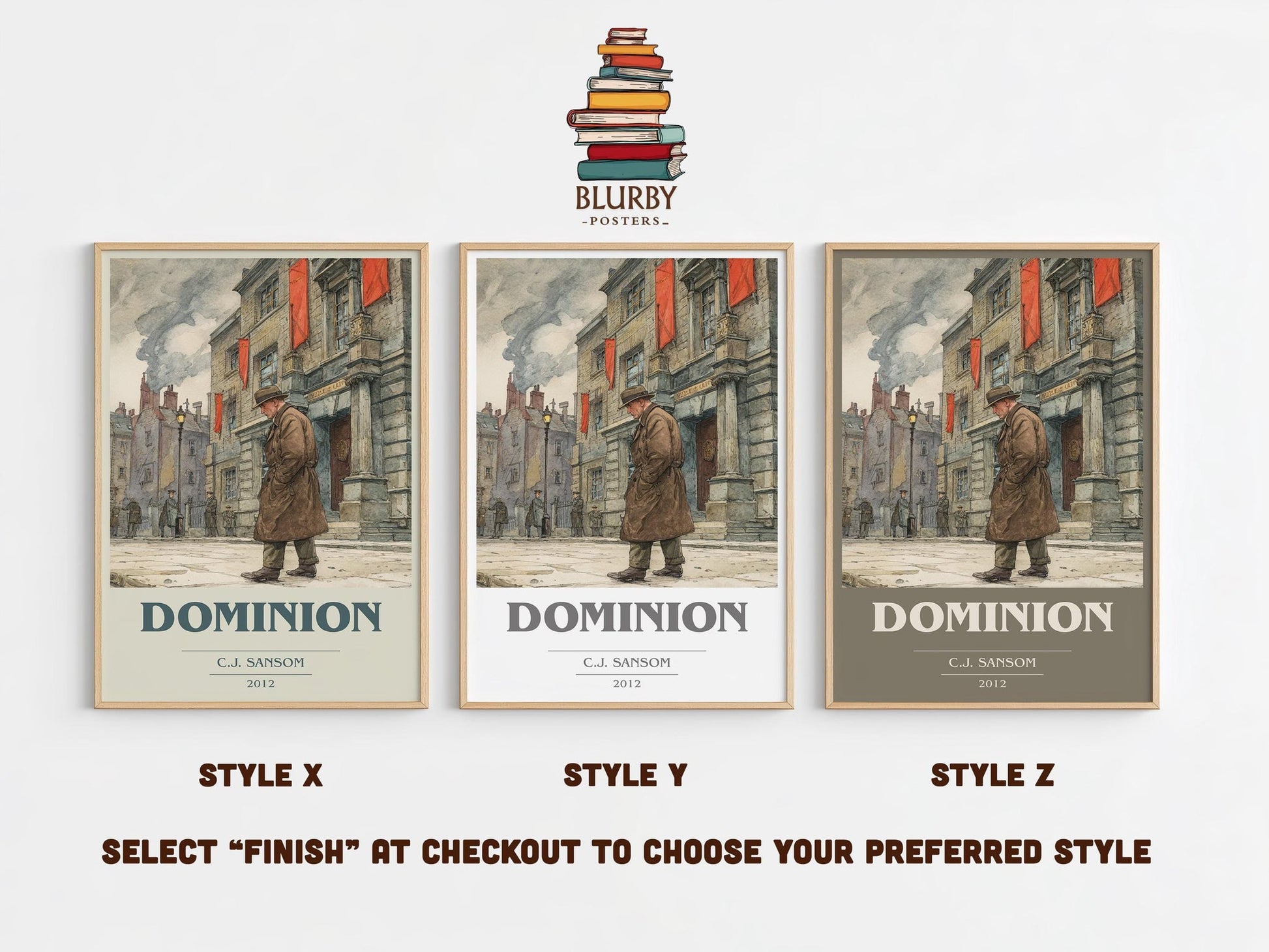 Dominion book cover poster colour and style options – C. J. Sansom book art