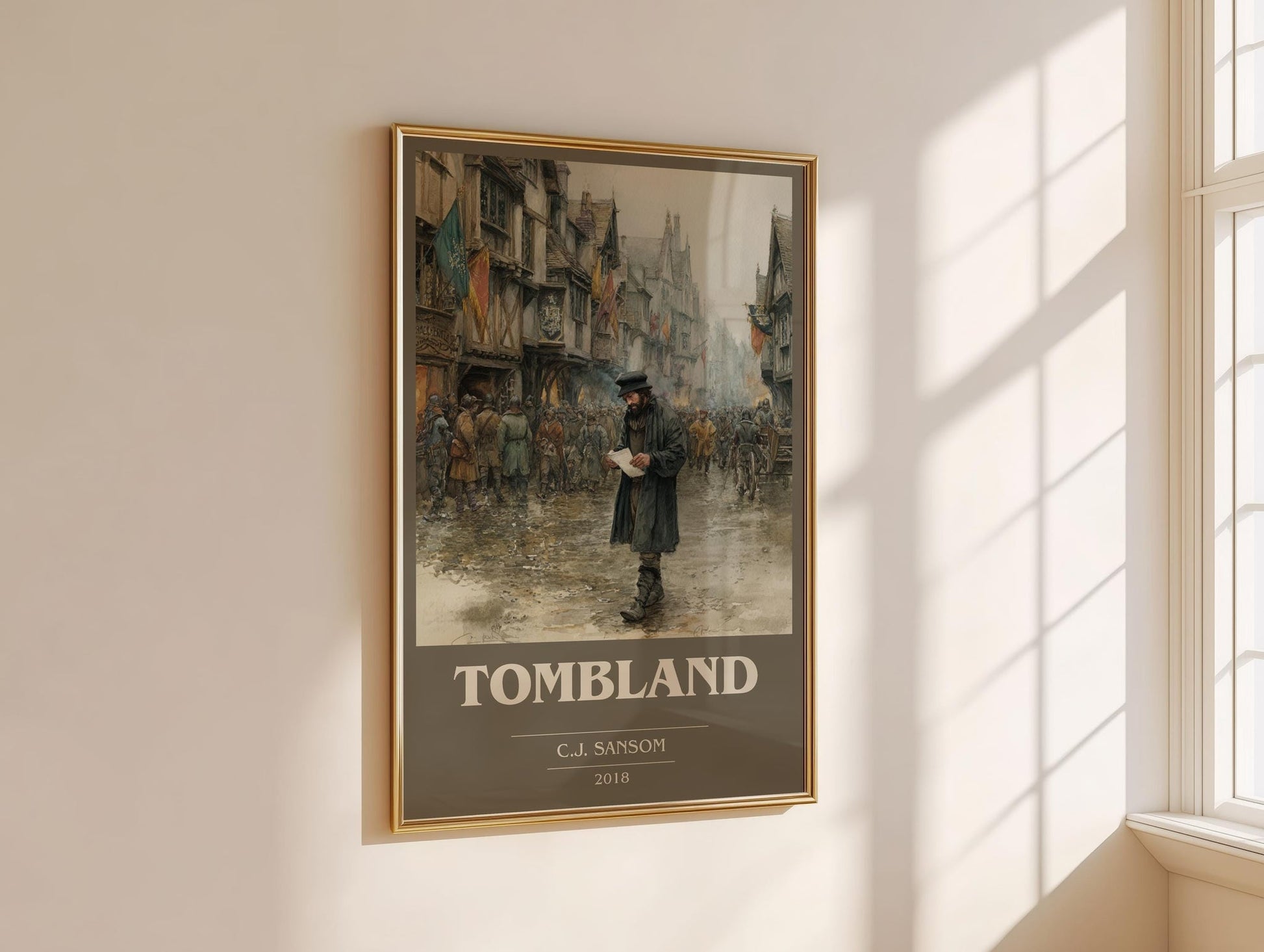 Tombland book cover book poster framed on wall – historical fiction wall art