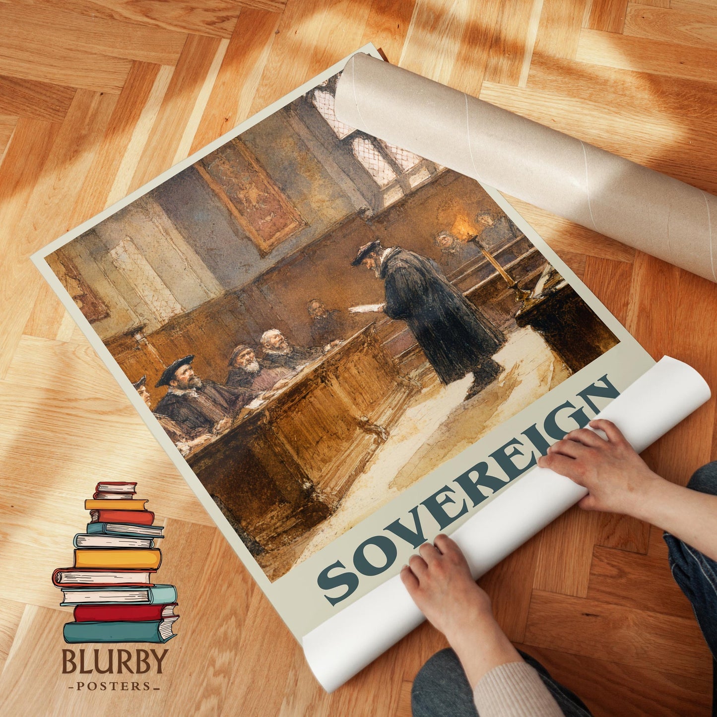 Sovereign book poster packaging – museum-quality print rolled in protective tube