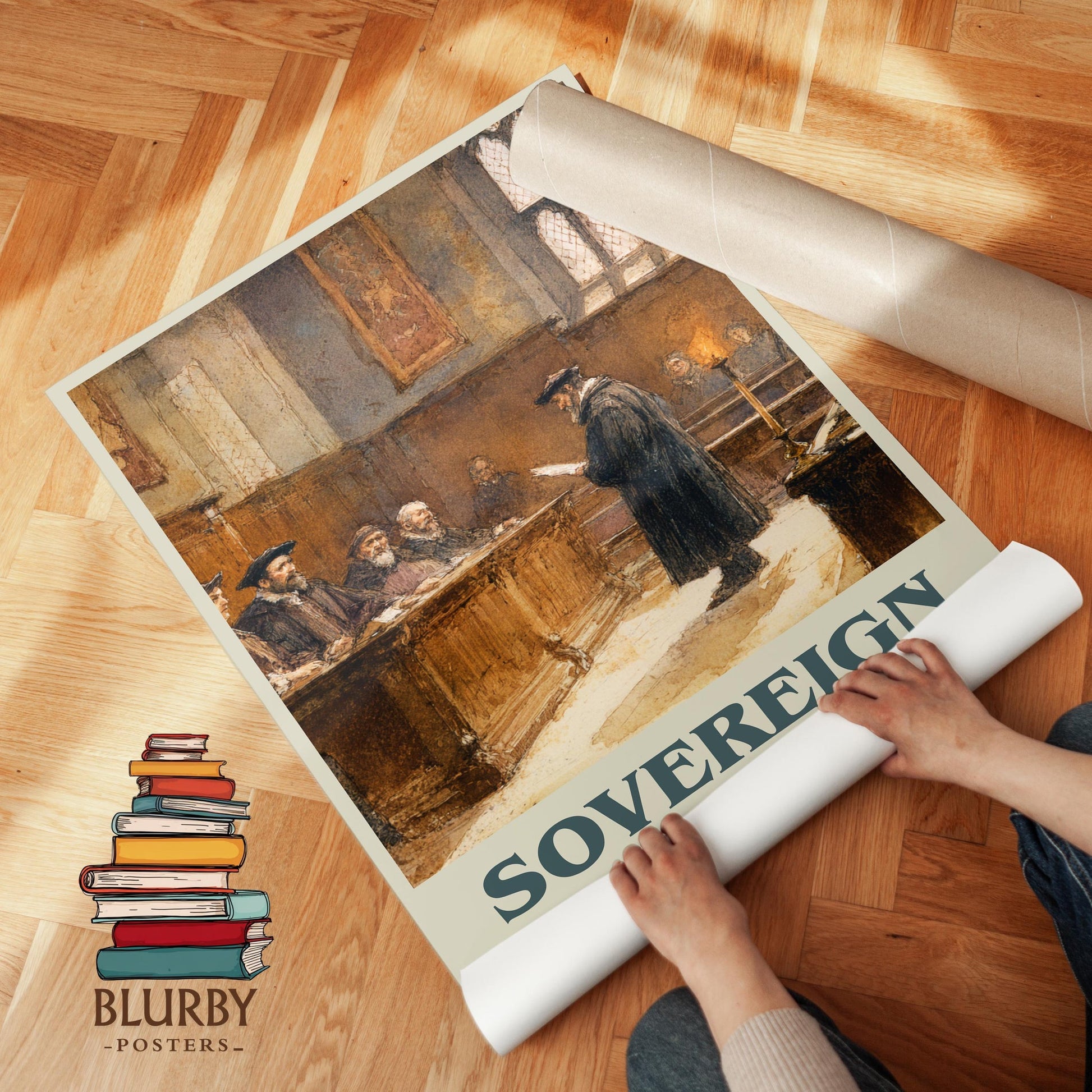Sovereign book poster packaging – museum-quality print rolled in protective tube