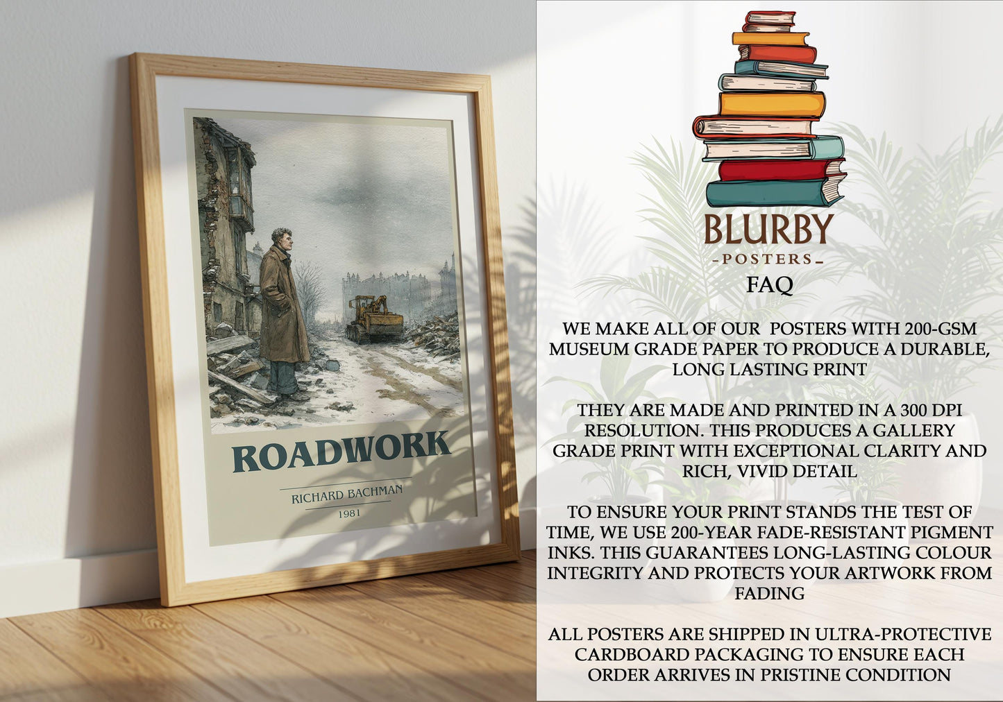 Roadwork by Richard Bachman | Book Poster | Literary Art Gift For Book Lover | Novel Inspired Wall Art | Free Delivery
