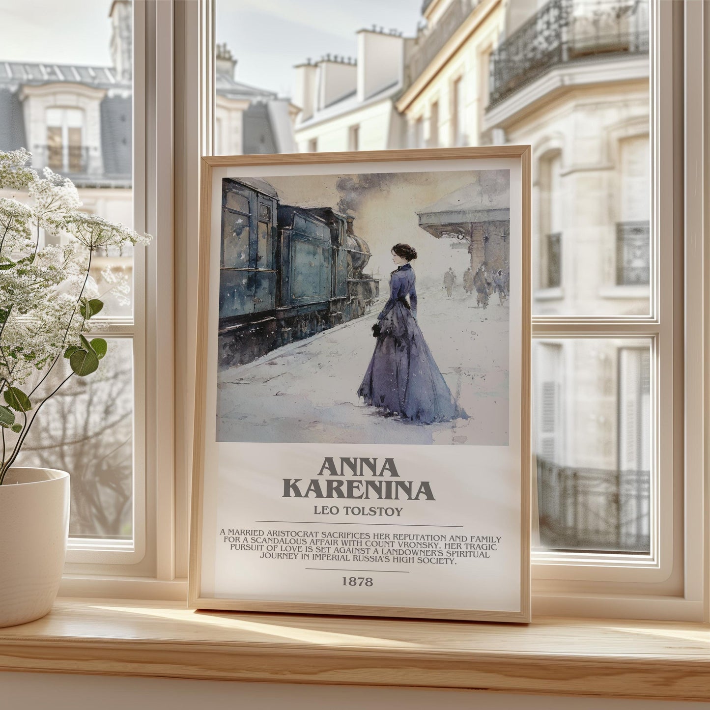 Anna Karenina bookish print framed by window – literary home decor