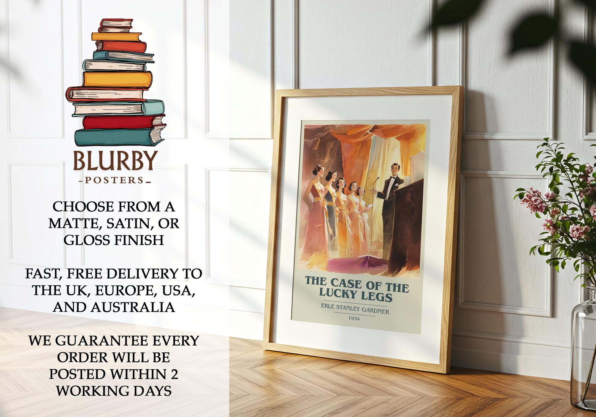 The Case Of The Lucky Legs by Erle Stanley Gardner | Book Poster | Literary Art Gift For Book Lover | Novel Inspired Wall Art