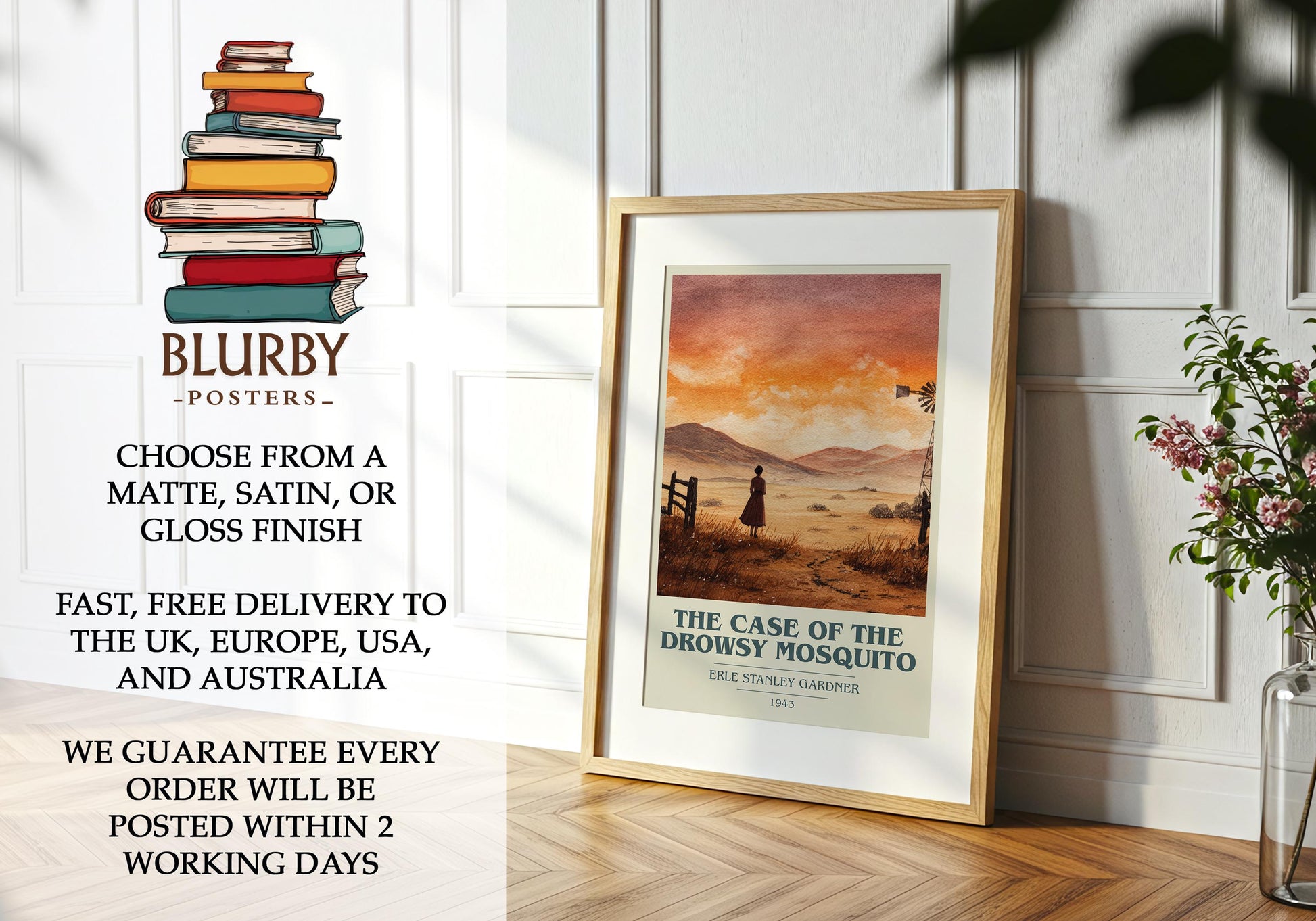 The Case Of The Drowsy Mosquito by Erle Stanley Gardner | Book Poster | Literary Art Gift For Book Lover | Novel Inspired Wall Art
