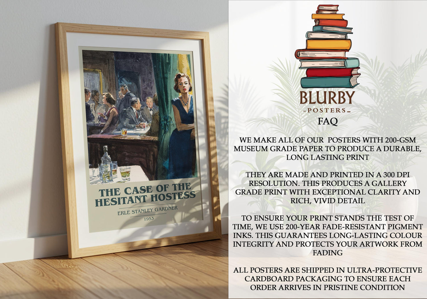 The Case Of The Hesitant Hostess by Erle Stanley Gardner | Book Poster | Literary Art Gift For Book Lover | Novel Inspired Wall Art