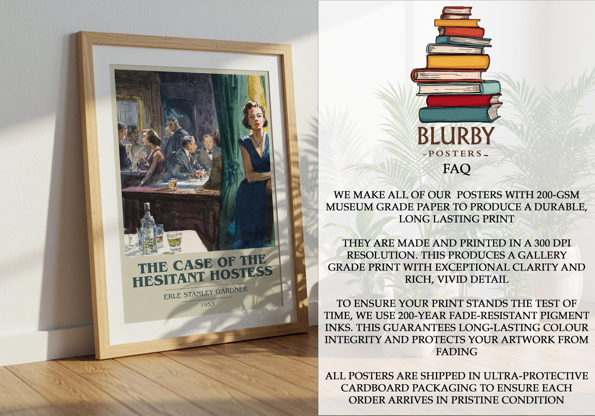 The Case Of The Hesitant Hostess by Erle Stanley Gardner | Book Poster | Literary Art Gift For Book Lover | Novel Inspired Wall Art