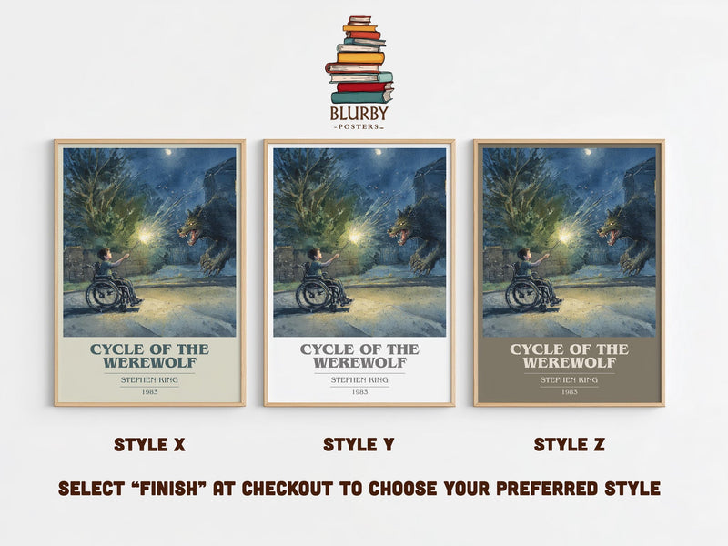 Cycle of the Werewolf book cover print in frame leaning in hallway – horror wall art
