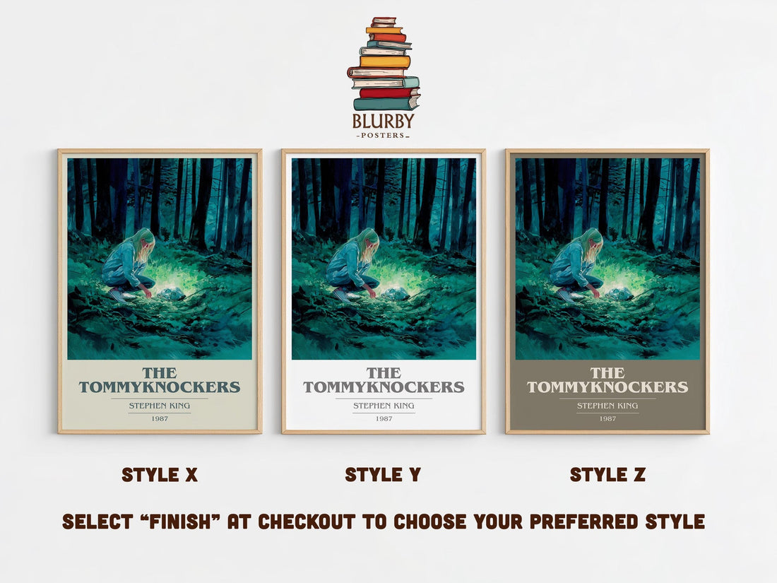 The Tommyknockers book cover print in frame leaning in hallway – horror wall art (mockup)