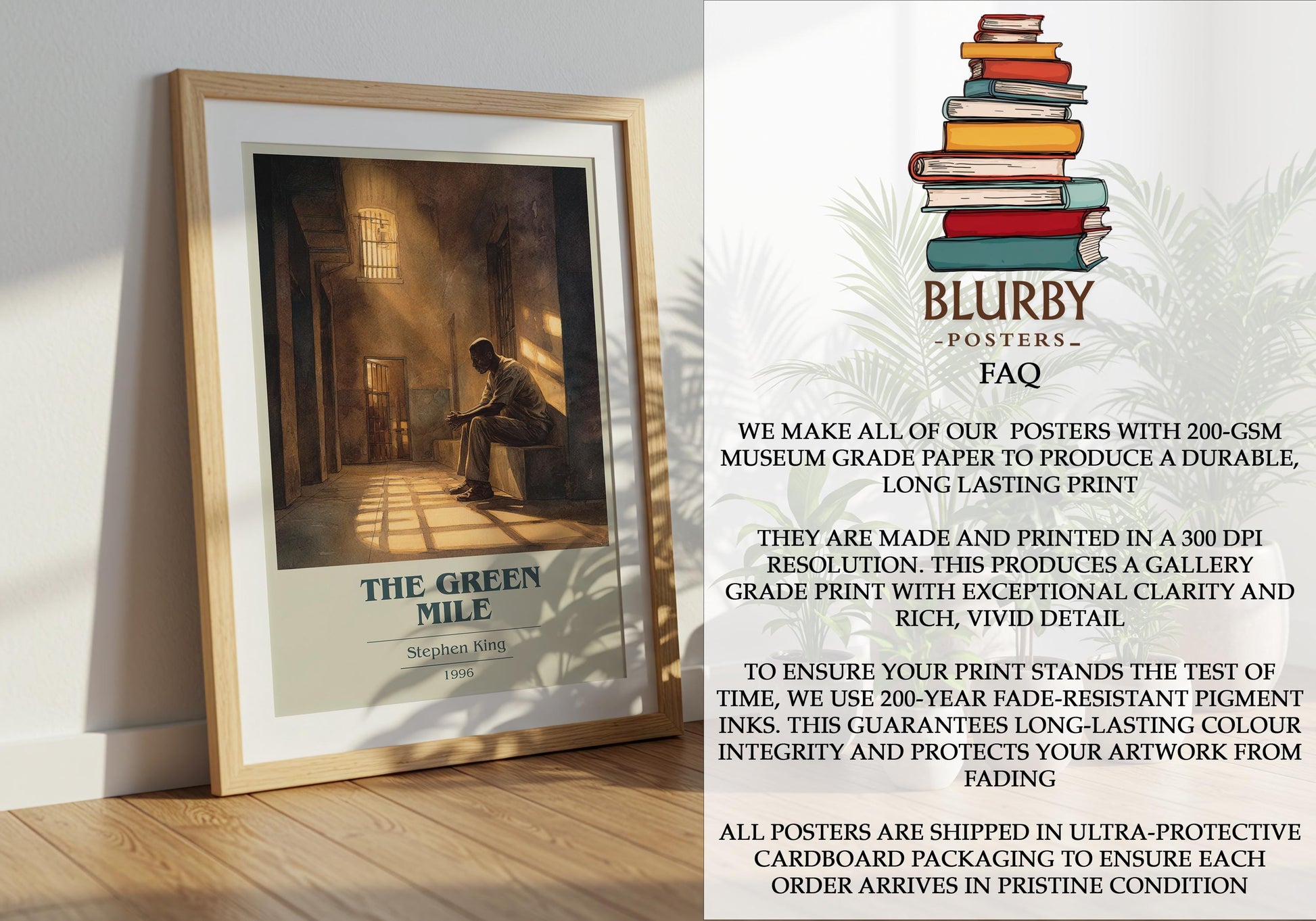 The Green Mile by Stephen King | Book Poster | Literary Art Gift For Book Lover | Novel Inspired Wall Art | Free Delivery