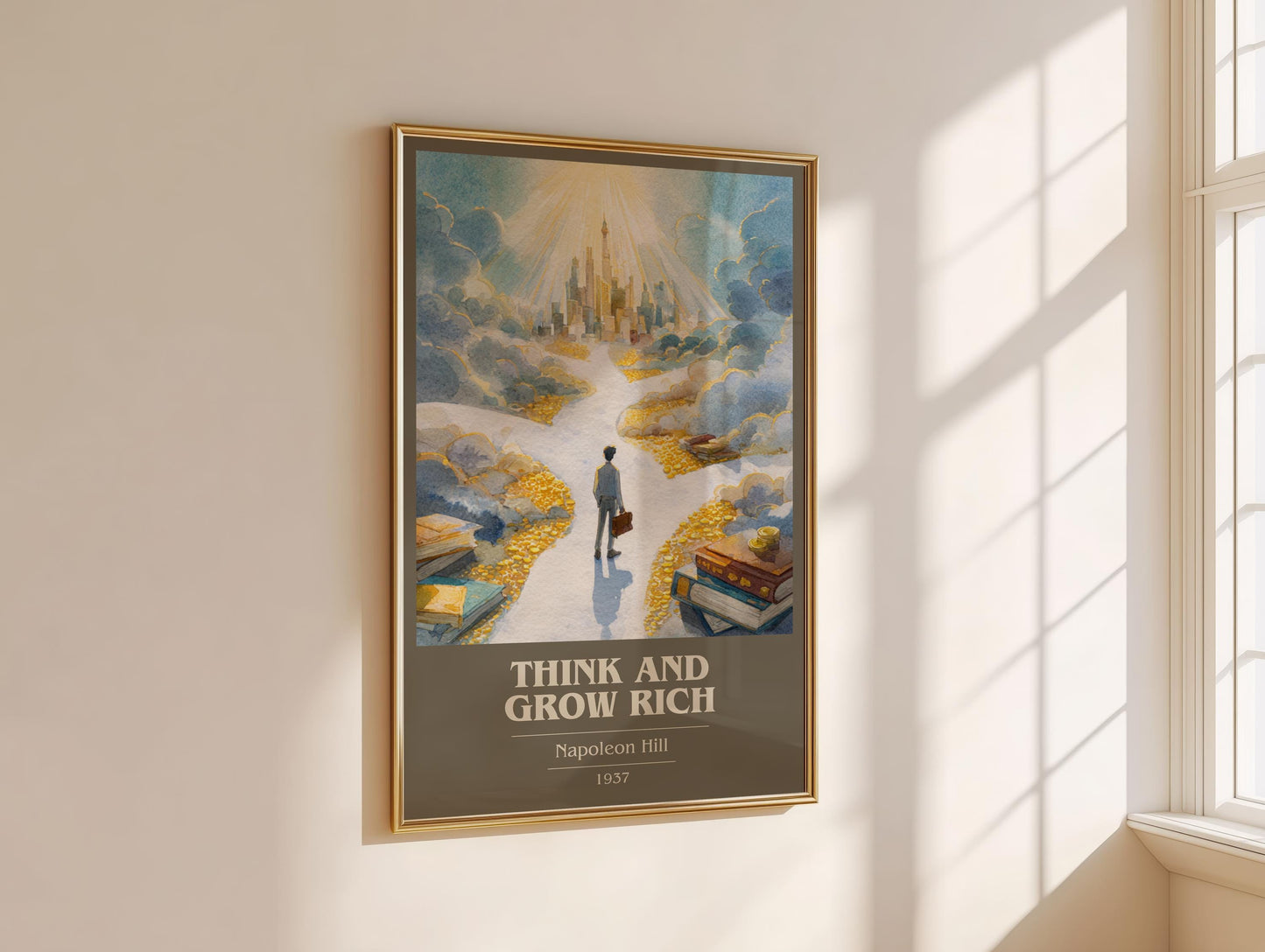 Think and Grow Rich book cover book poster framed on wall – non fiction wall art