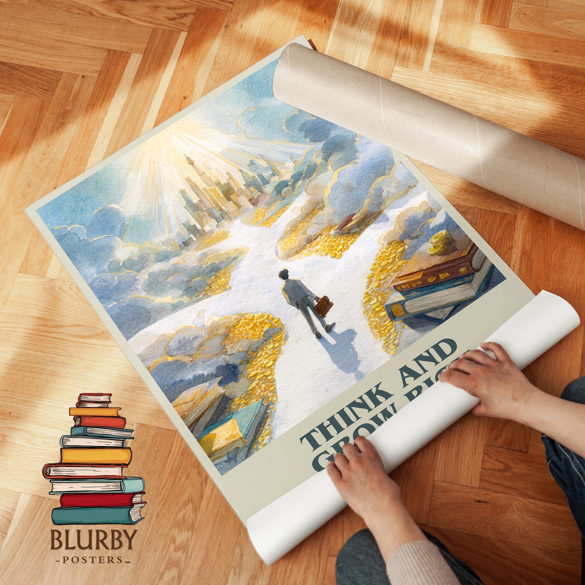 Think and Grow Rich book poster packaging – museum-quality print rolled in protective tube