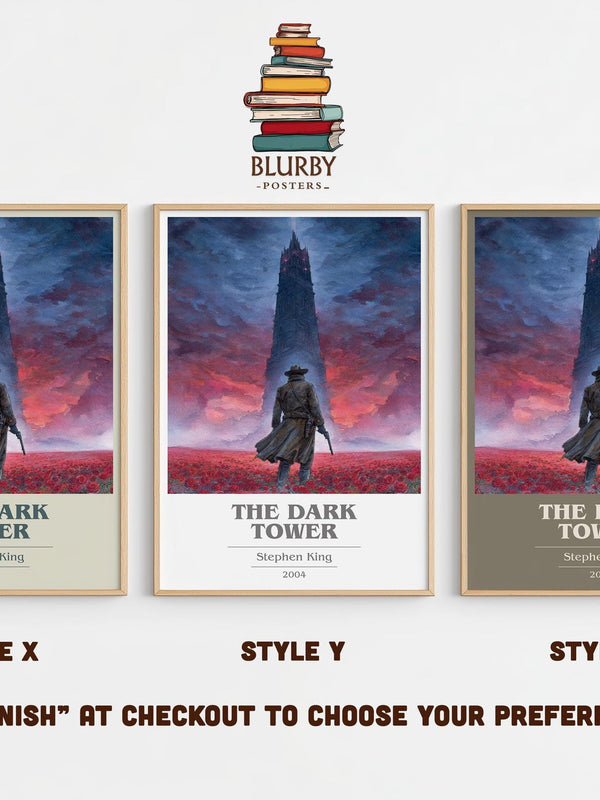 The Dark Tower book cover print in frame leaning in hallway – fantasy wall art