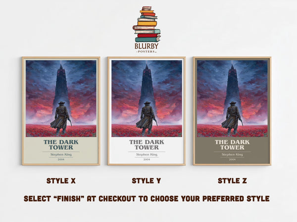 The Dark Tower book cover print in frame leaning in hallway – fantasy wall art