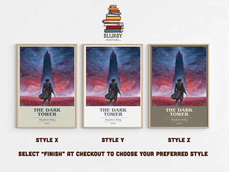 The Dark Tower book cover print in frame leaning in hallway – fantasy wall art