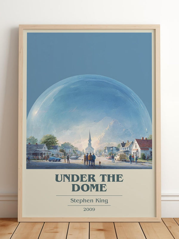 Under the Dome book cover print in frame leaning in hallway – thriller wall art