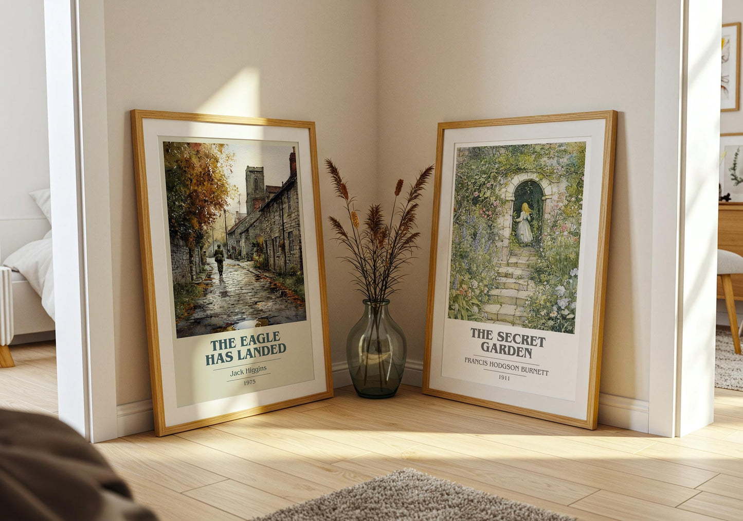 The Eagle Has Landed book cover poster paired in gallery wall – literary art prints