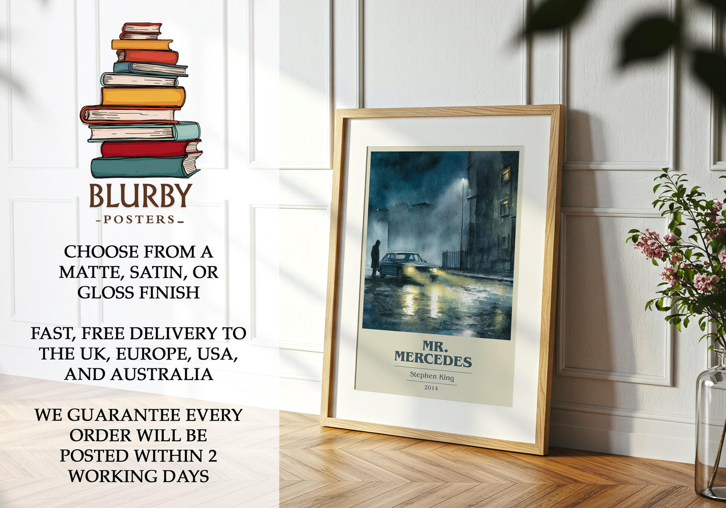 Mr. Mercedes by Stephen King | Book Poster | Literary Art Gift For Book Lover | Novel Inspired Wall Art | Free Delivery