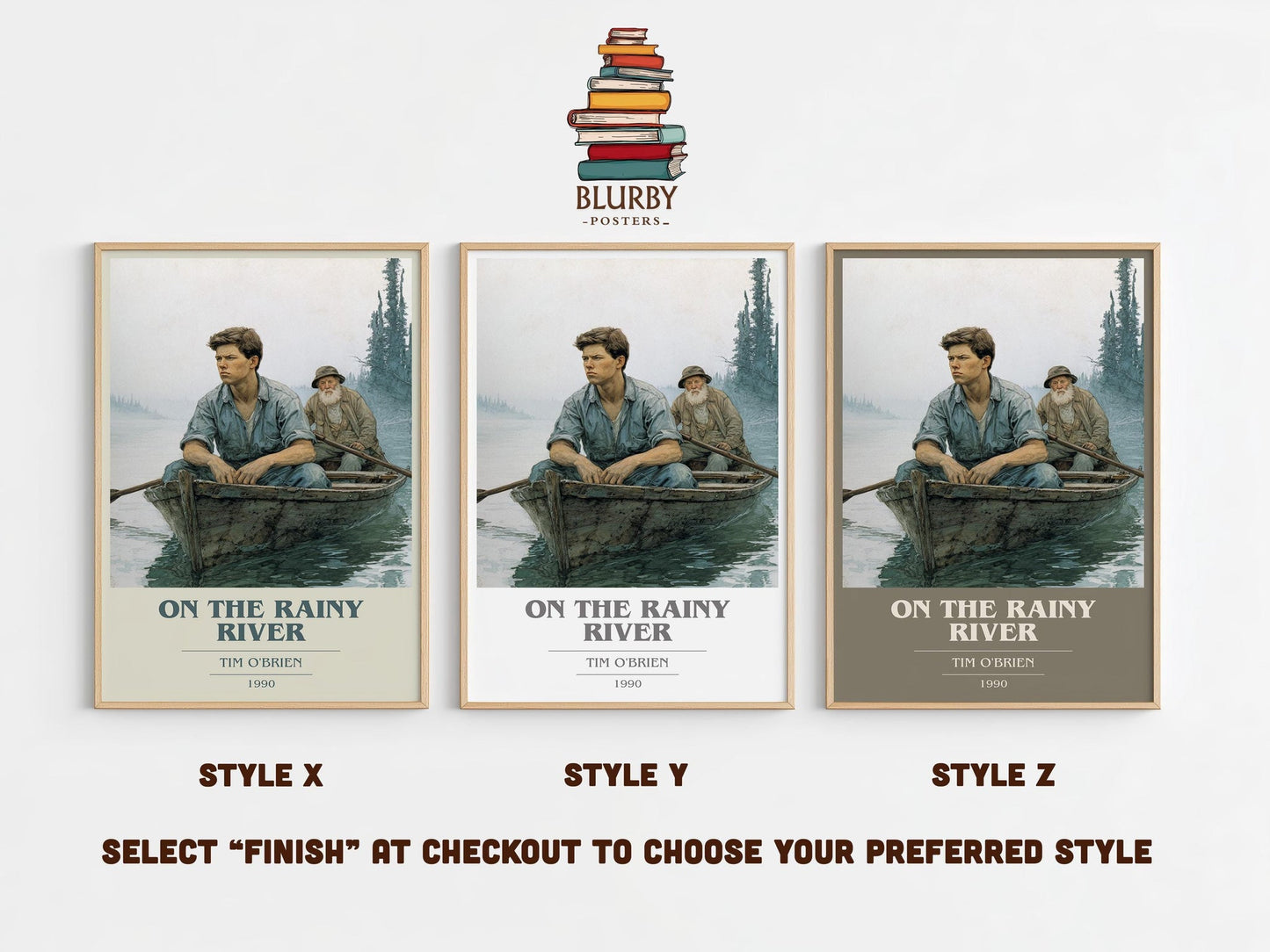 On The Rainy River book cover poster colour and style options – Tim O'Brien book art