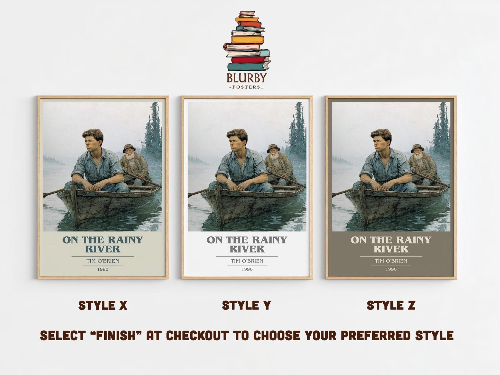 On The Rainy River book cover poster colour and style options – Tim O'Brien book art