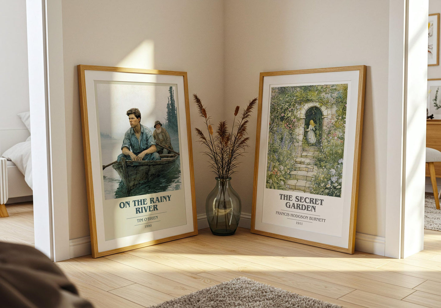 On The Rainy River book cover poster paired in gallery wall – literary art prints