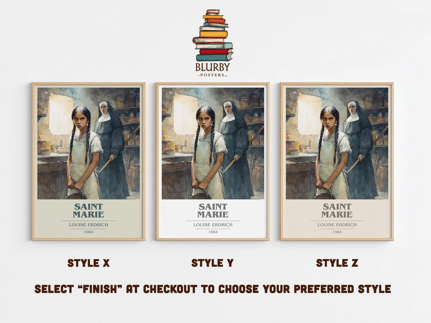 Saint Marie book cover poster colour and style options – Louise Erdrich book art