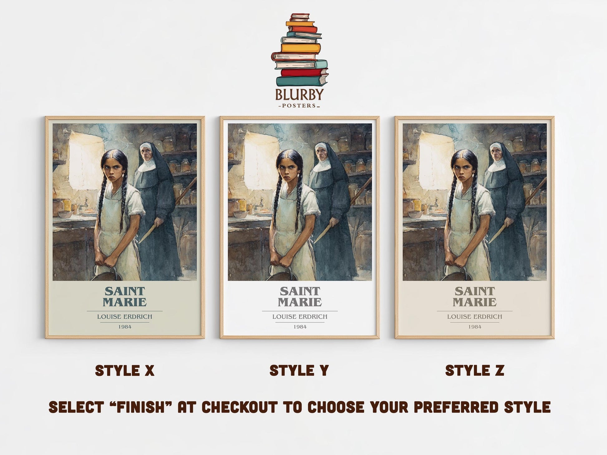 Saint Marie book cover poster colour and style options – Louise Erdrich book art