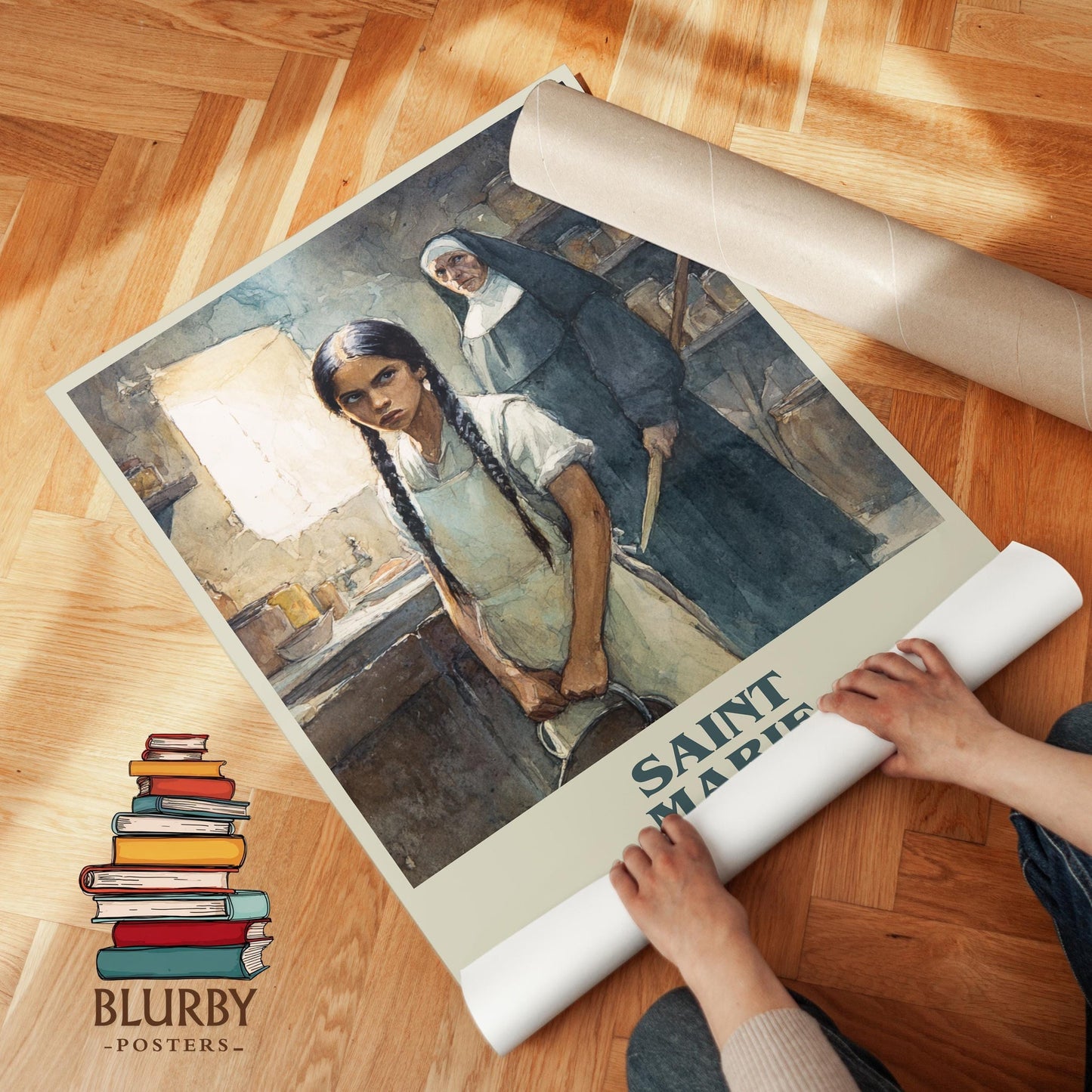 Saint Marie book poster packaging – museum-quality print rolled in protective tube