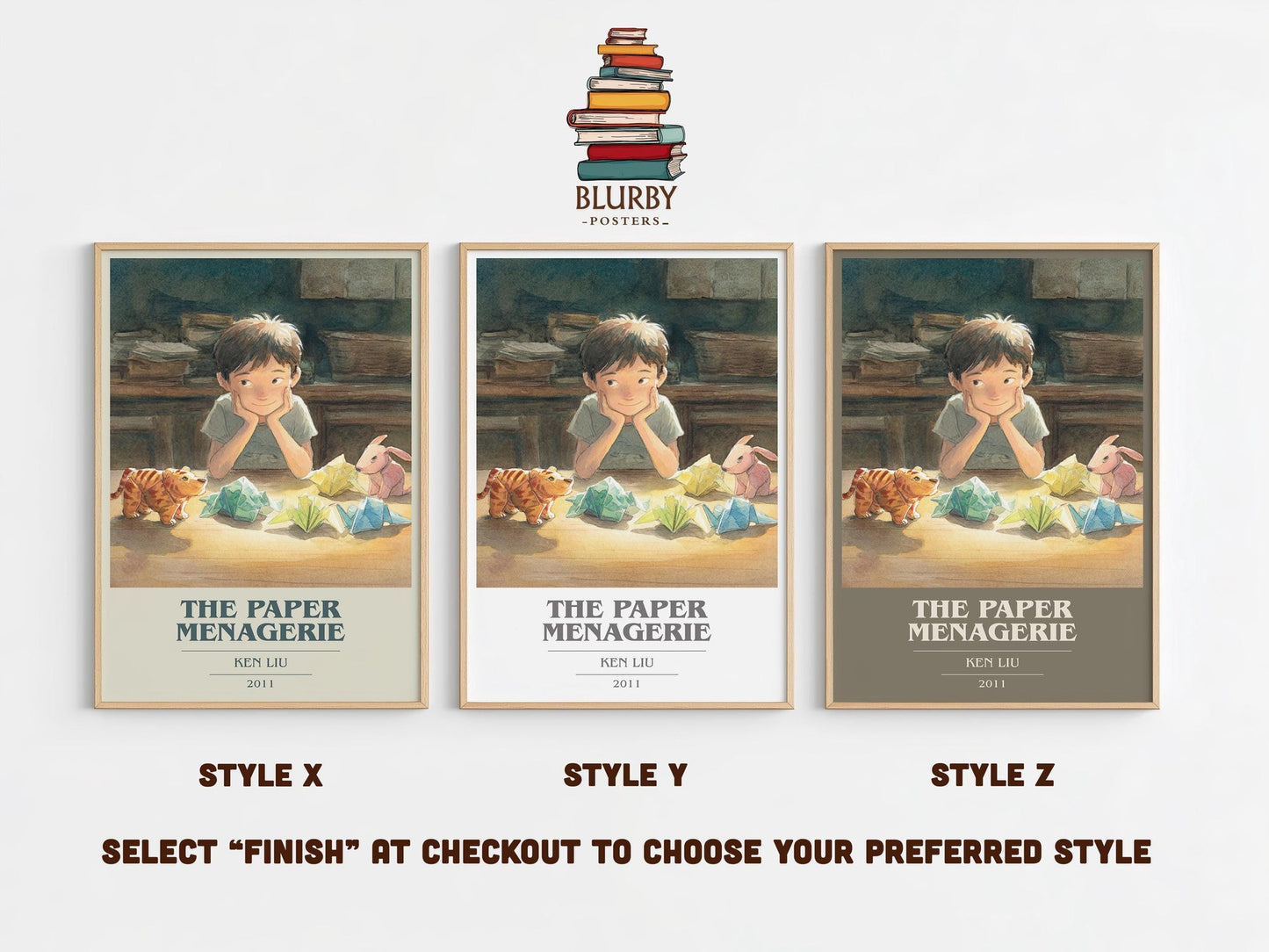 The Paper Menagerie book cover poster colour and style options – Ken Liu book art