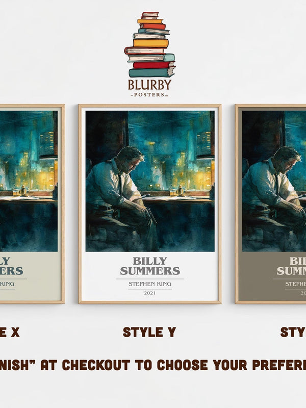 Billy Summers book cover print in frame leaning in hallway – thriller wall art