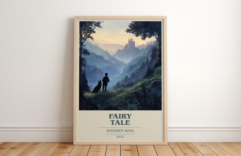 Fairy Tale book cover print in frame leaning in hallway – fantasy wall art