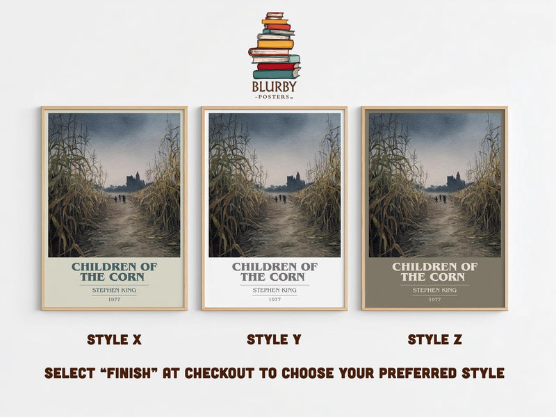 Children of the Corn book cover print in frame leaning in hallway – horror wall art