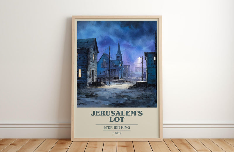 Jerusalem's Lot book cover print in frame leaning in hallway – horror wall art