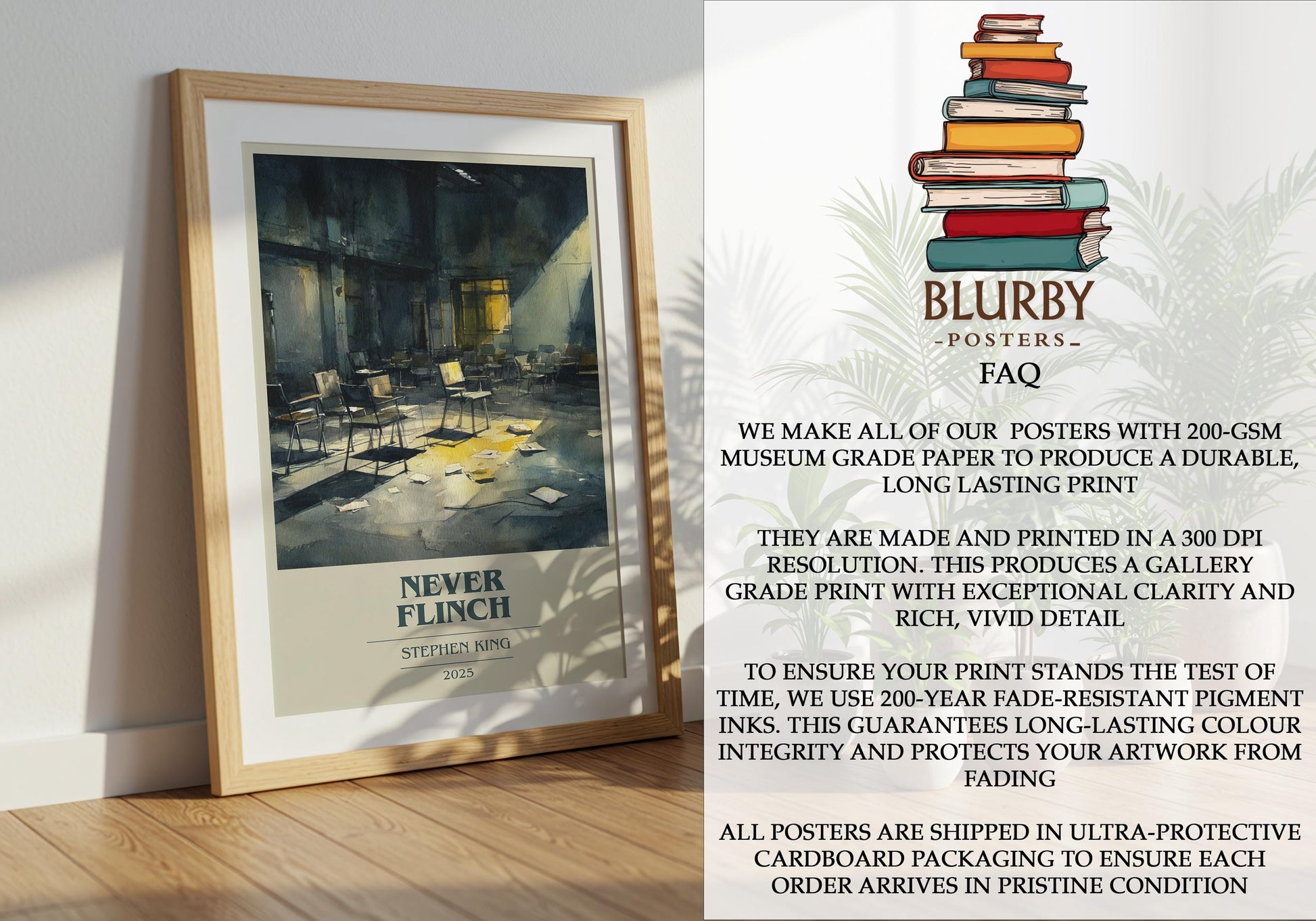 Never Flinch by Stephen King | Book Poster | Literary Art Gift For Book Lover | Novel Inspired Wall Art | Free Delivery