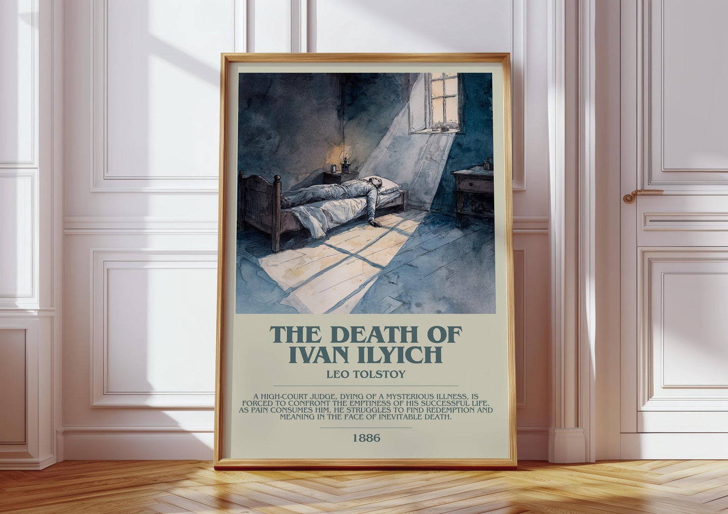 The Death Of Ivan Ilyich bookish print in frame leaning in hallway – classic literature wall art