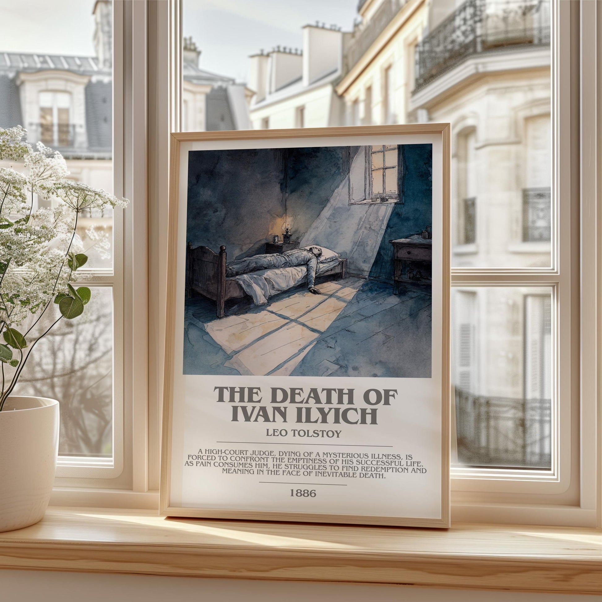 The Death Of Ivan Ilyich bookish print framed by window – literary home decor