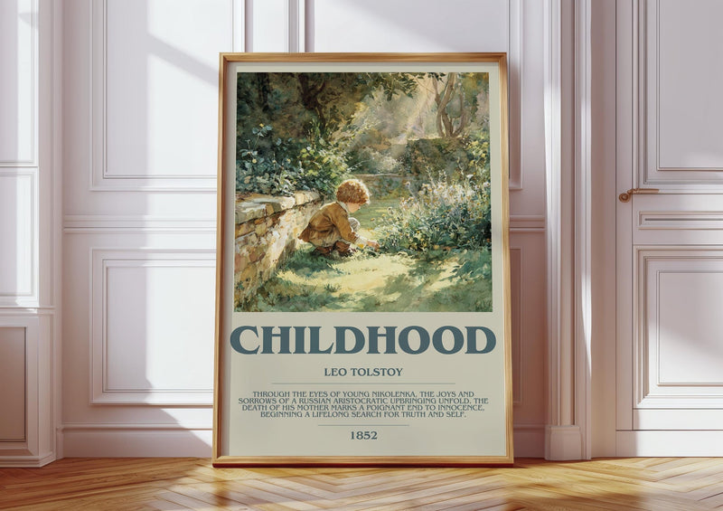Childhood bookish print in frame leaning in hallway – romance wall art