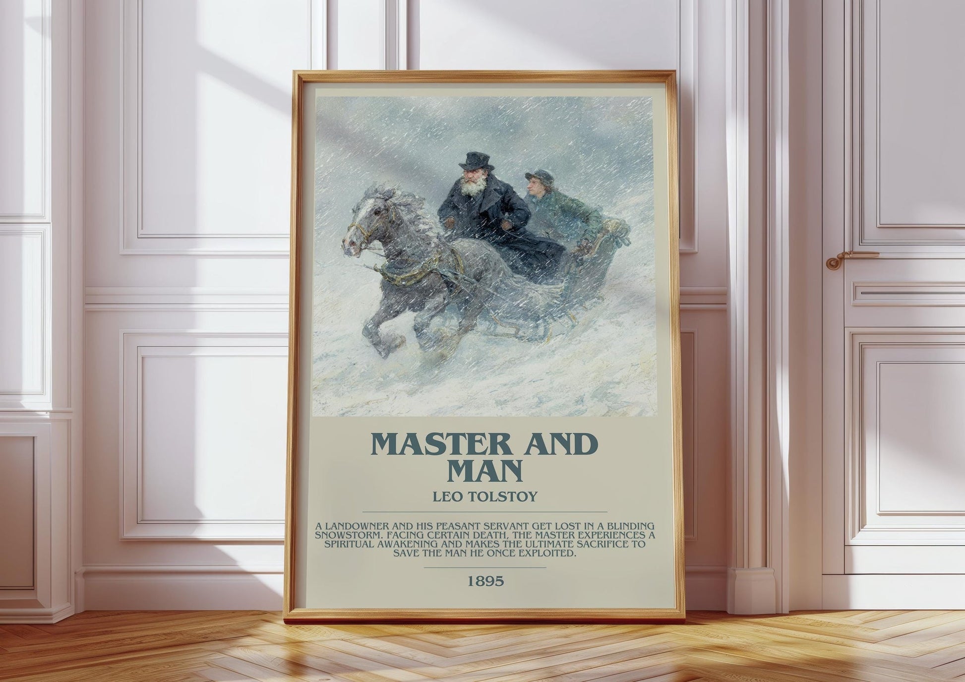 Master And Man bookish print in frame leaning in hallway – philosophy wall art