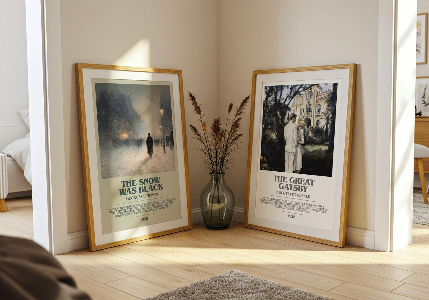The Snow was Black bookish poster paired in gallery wall – literary art prints