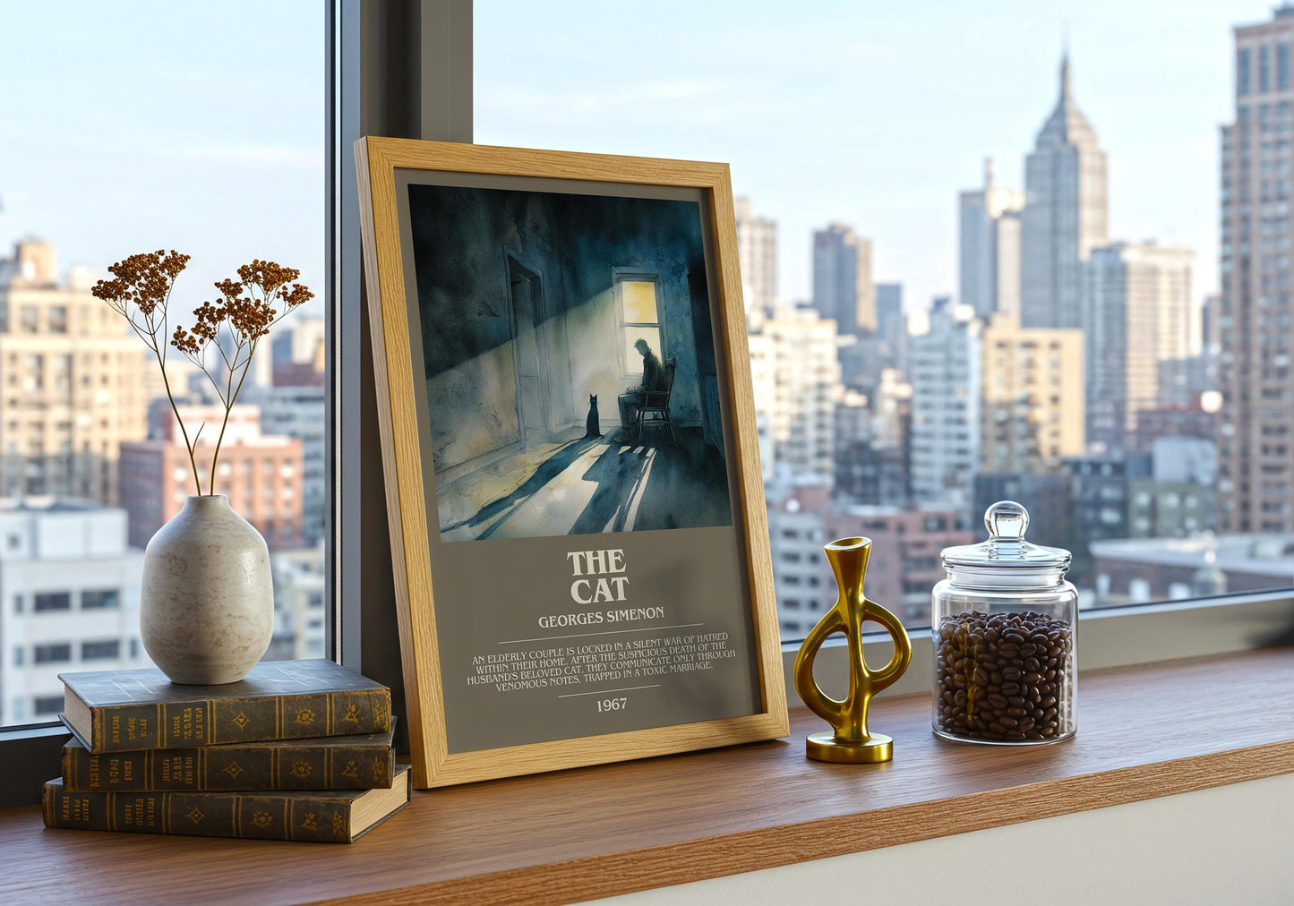 The Cat bookish book poster framed on wall – literary fiction wall art