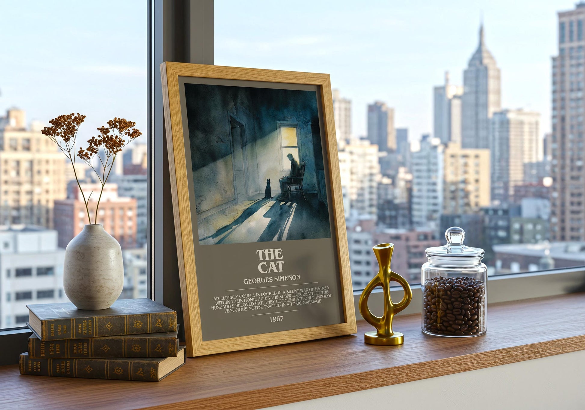 The Cat bookish book poster framed on wall – literary fiction wall art