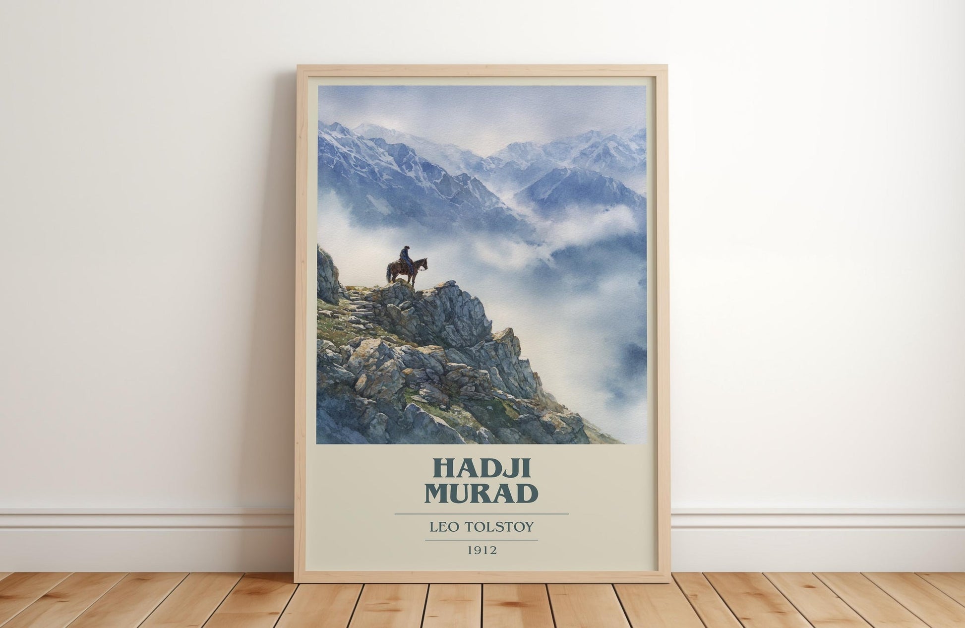 Hadji Murad book cover print in frame leaning in hallway – classic literature wall art