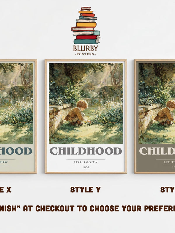 Childhood book cover print in frame leaning in hallway – historical fiction wall art