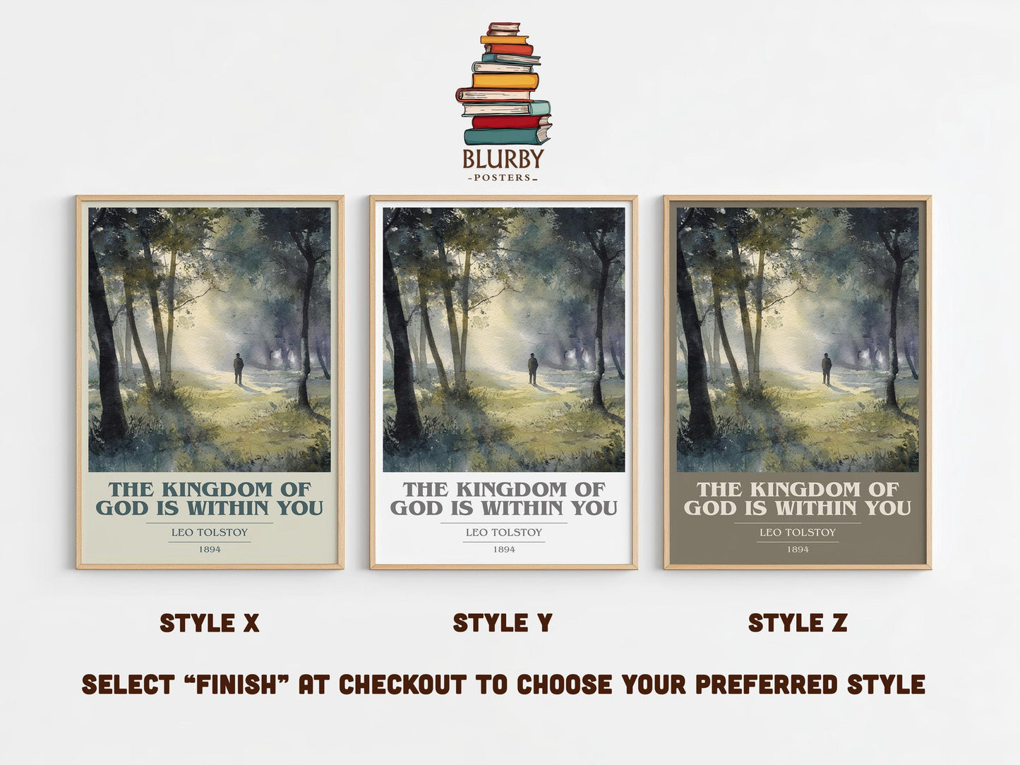 The Kingdom Of God Is Within You book cover print in frame leaning in hallway – classic literature wall art