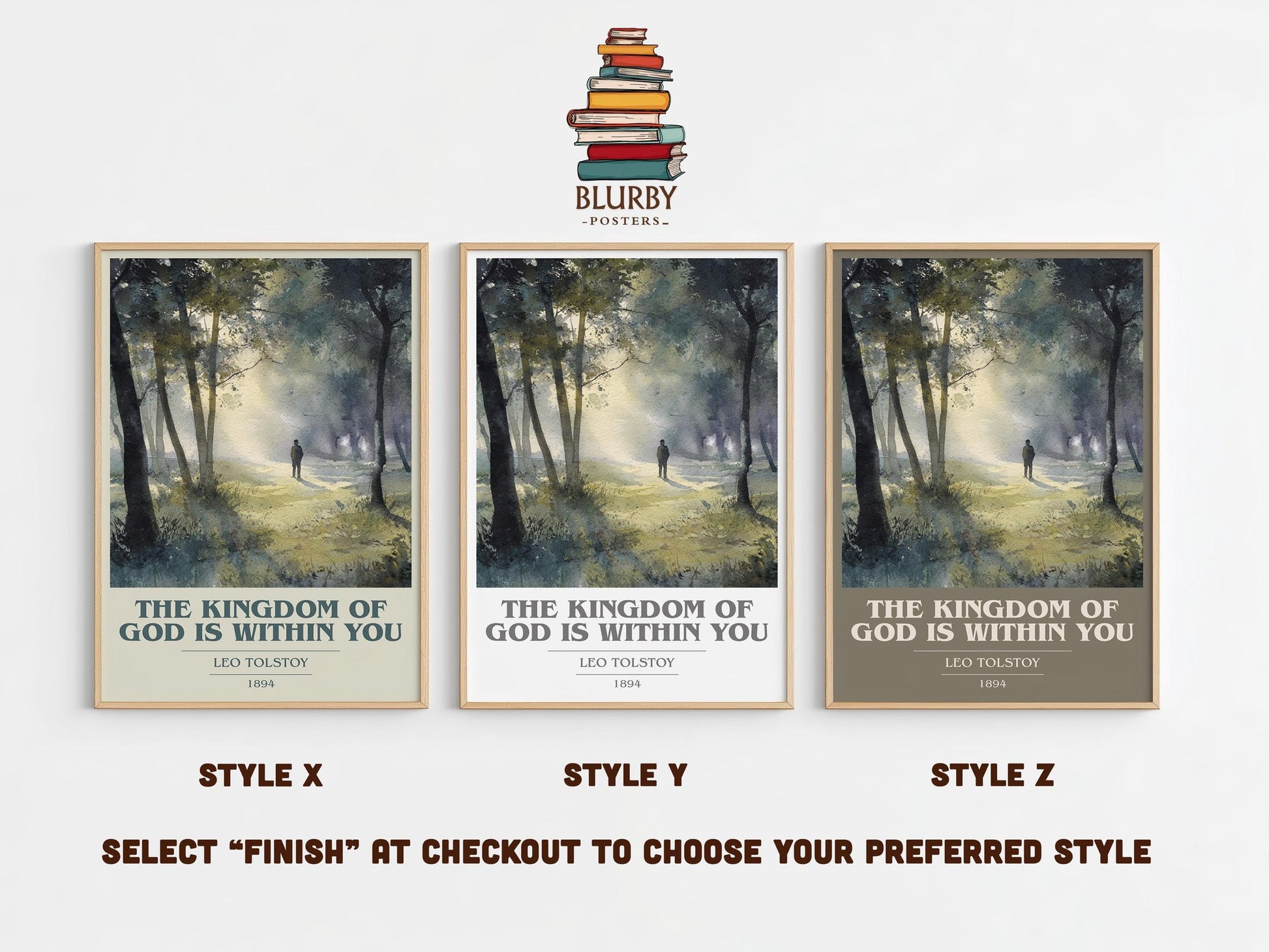 The Kingdom Of God Is Within You book cover print in frame leaning in hallway – classic literature wall art