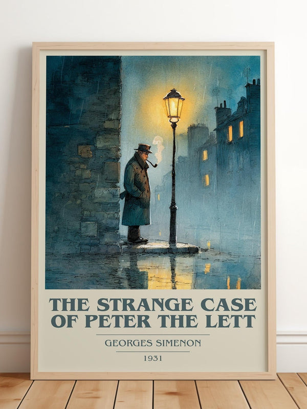 The Strange Case of Peter the Lett book cover print in frame leaning in hallway – non fiction wall art