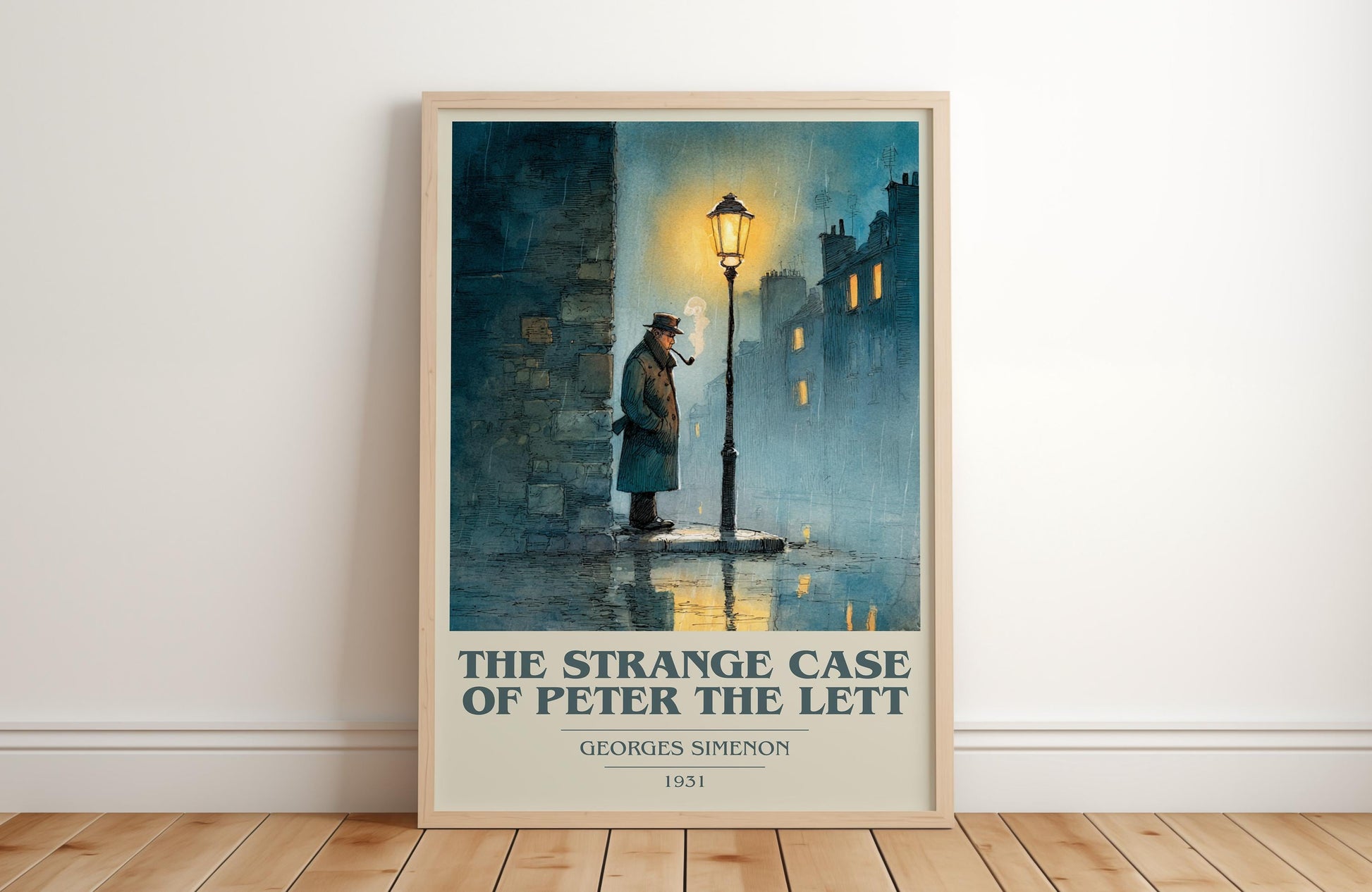 The Strange Case of Peter the Lett book cover print in frame leaning in hallway – non fiction wall art
