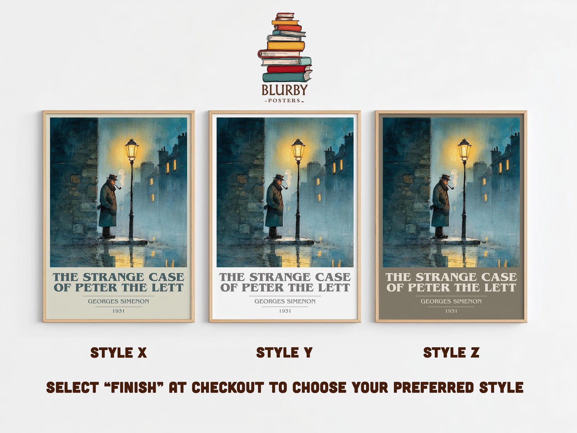 The Strange Case of Peter the Lett book cover poster colour and style options – Georges Simenon book art