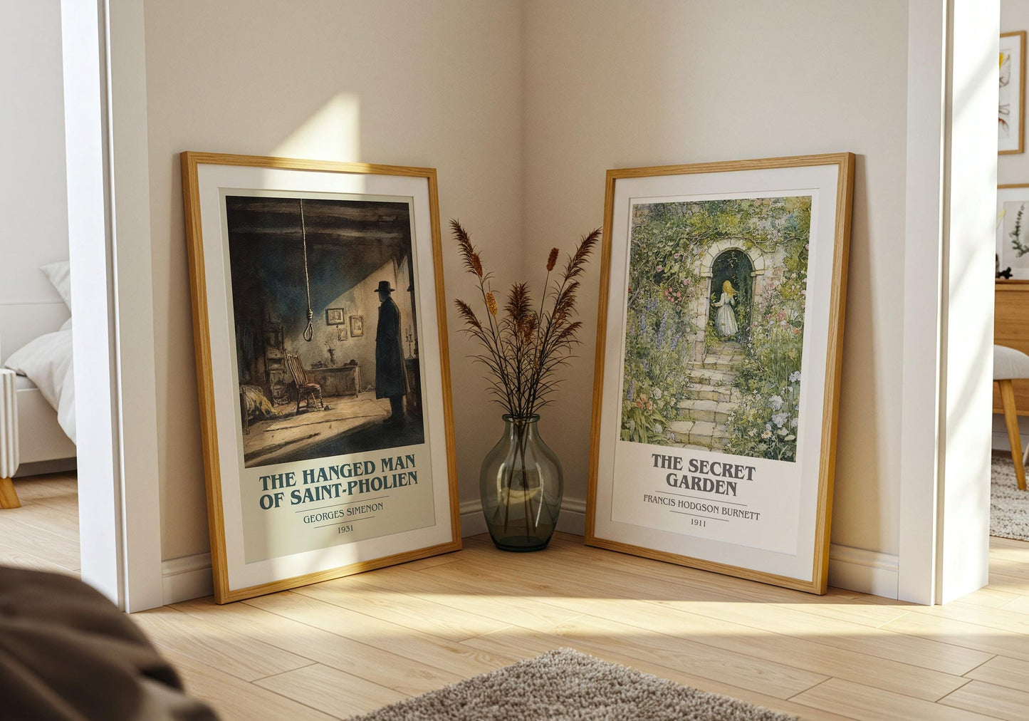 The Hanged Man Of Saint-Pholien book cover print on bookshelf – Georges Simenon fan gift