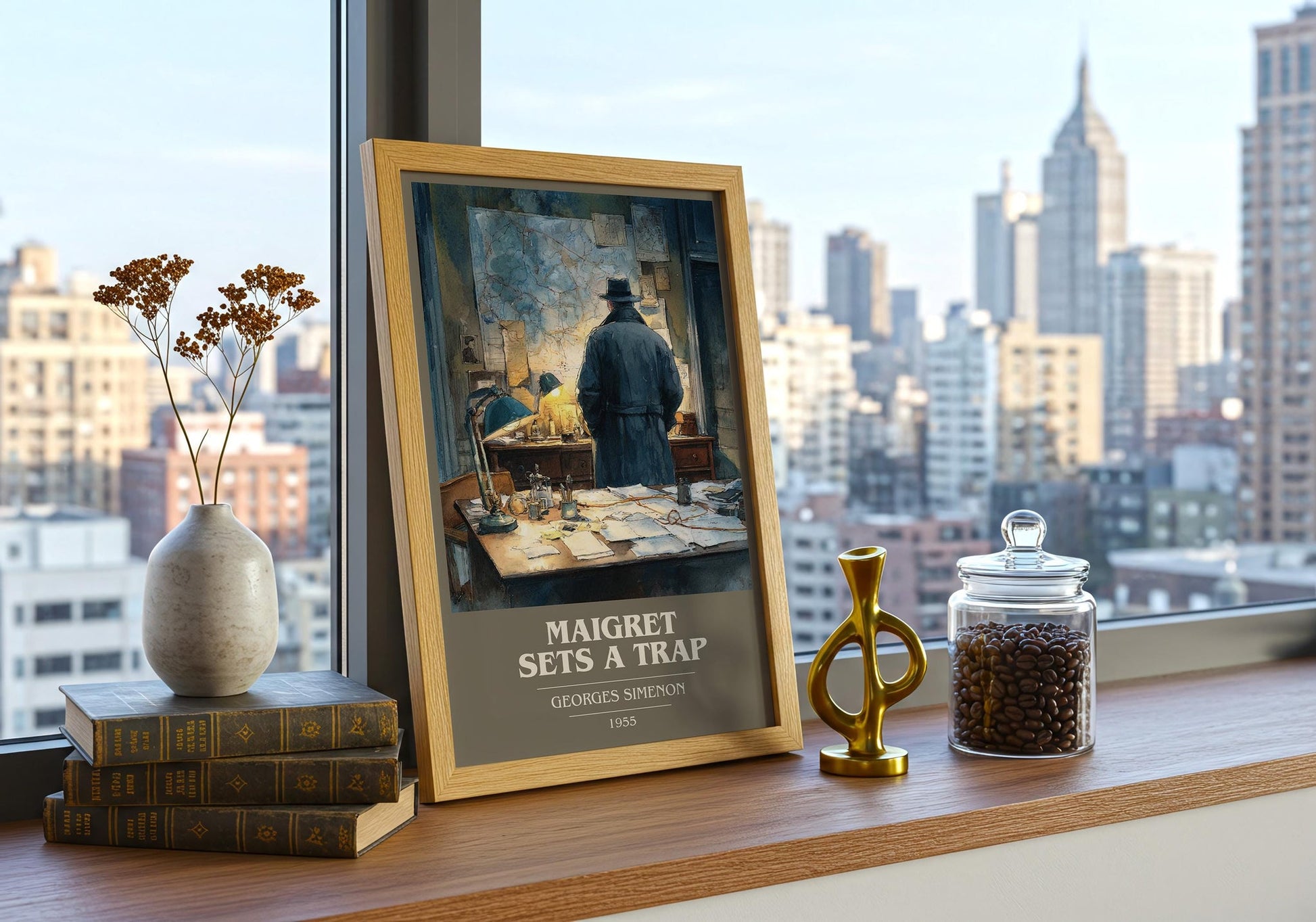 Maigret Sets a Trap book cover book poster framed on wall – crime wall art