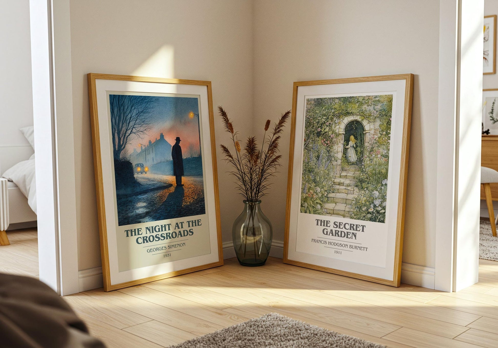 The Night At The Crossroads book cover poster paired in gallery wall – literary art prints